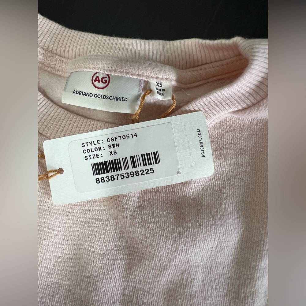 Ag Adriano Goldschmied women’s Light Pink Sweatshirt size XS - Picture 7 of 9